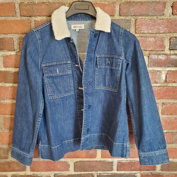 NWOT Madewell Faux Sherpa Collar Denim Jacket